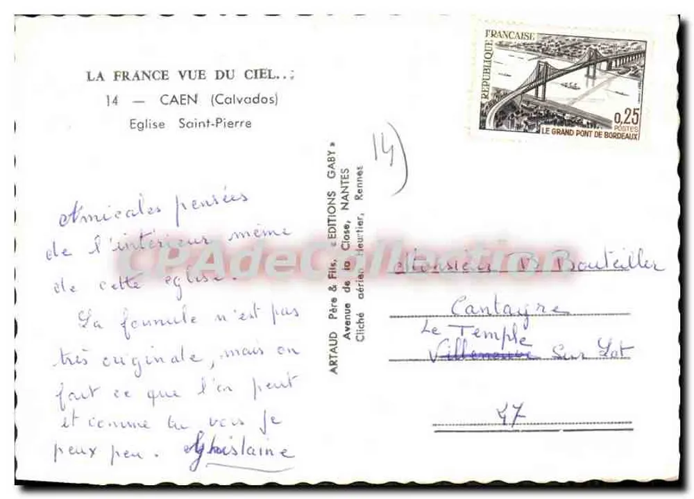 Caen — Igreja de São Pedro — Artaud & Fils, Nantes - Verso
