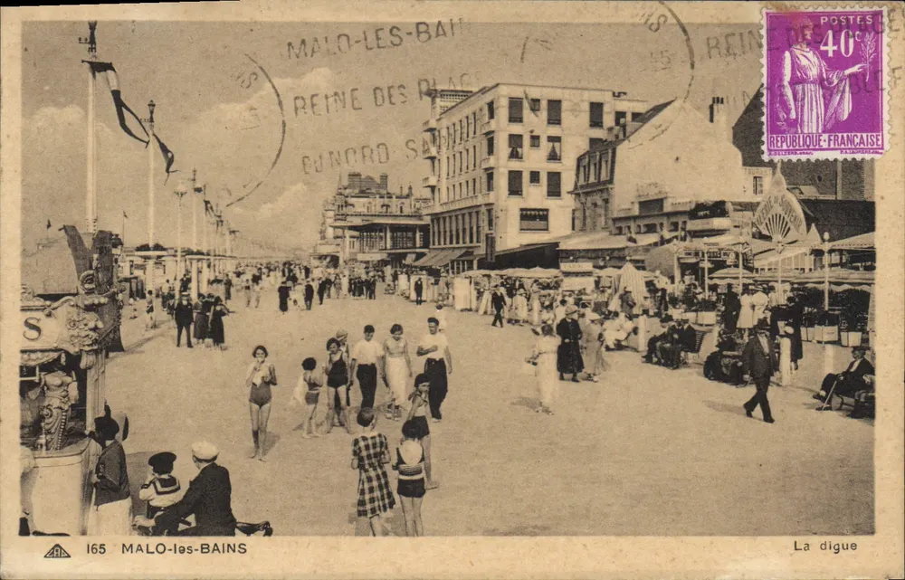 Malo-les-Bains — Digue — Stara pocztówka n°165, wydawca CH des Arts - Awers