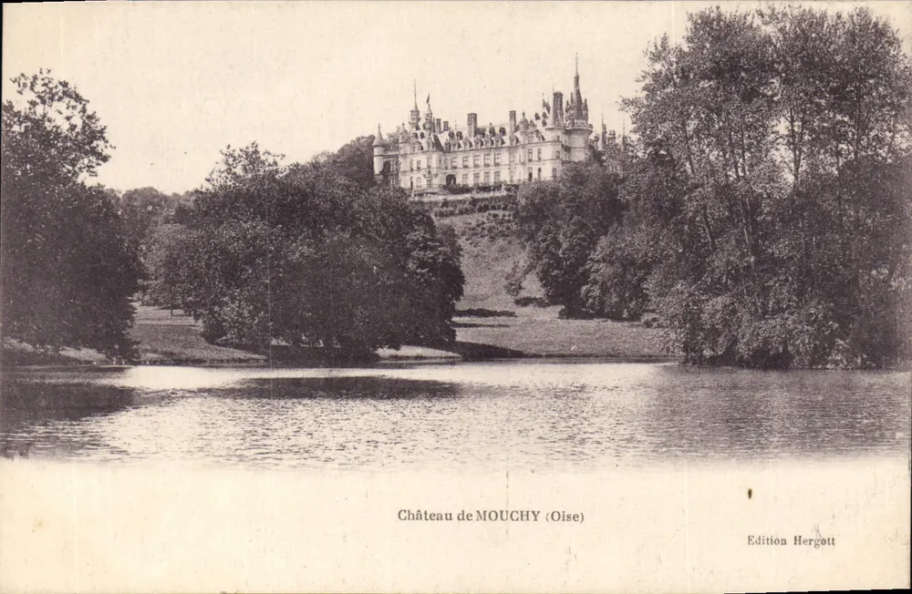 Castelo de MOUCHY (Oise) — vista do castelo sobre um lago, edição Hergott - Frente