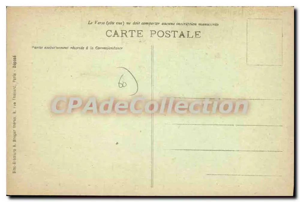 Senlis - Ruínas do Velho Castelo — Propriedade de M. o Conde Turquet de la Boisserie — editor A. Streguer, Paris - Verso
