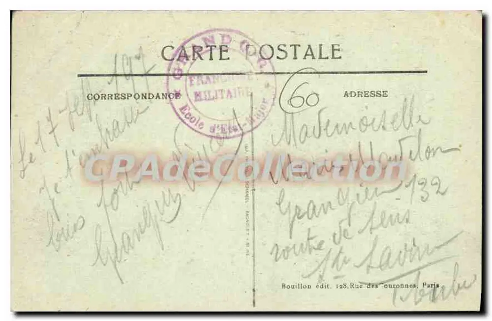 Façade du Château d'Ognon (Oise) donnant sur le Parc — A.B. — n° 258 - Verso