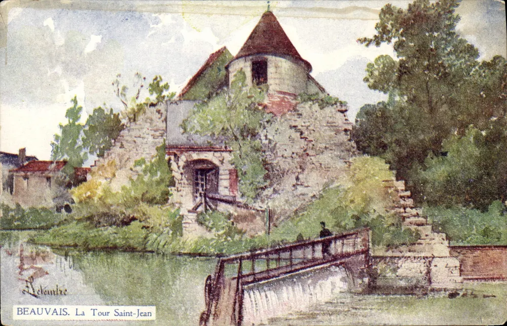 Beauvais. A Torre Saint-Jean — ilustração aquarelada — editor Bekembre - Frente
