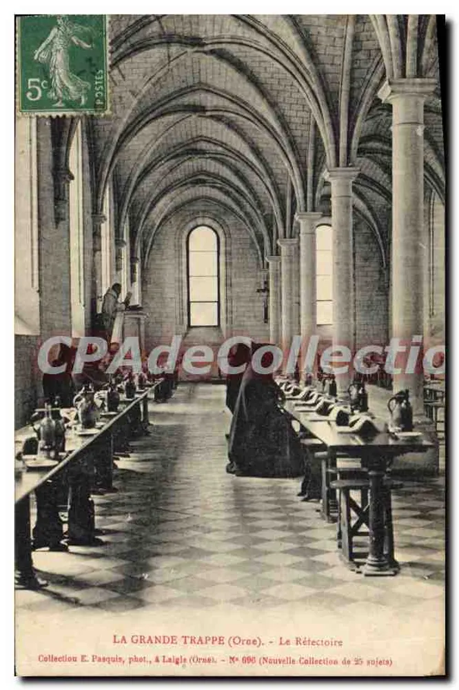 La Grande Trappe (Orne) — O Refeitório — Coleção E. Pasquis, fot., em Laigle (Orne) — N° 690 (Nova Coleção de 25 sujeitos) - Frente
