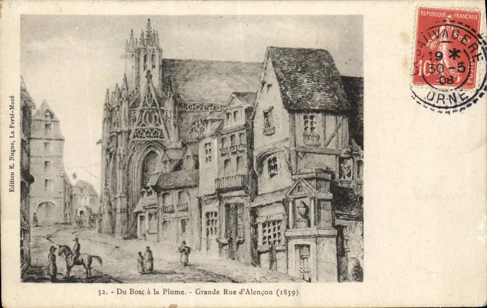 Du Bosc à la Plume — Grande Rue d'Alençon (1839) — Edition E. Nogue, La Ferté-Macé - Vorderseite