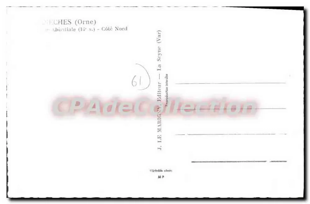 Néchès (Orne) — Abadia (século 10) - Lado Norte — J. Le Marigane Editor - Verso
