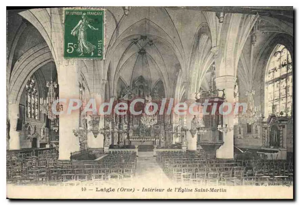 Leigle (Orne) — Intérieur de l'Église Saint-Martin — G. F., Paris - Recto