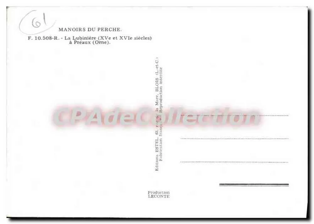 Schloss La Lubinière — Préaux (Orne) — Estel Editions - Rückseite
