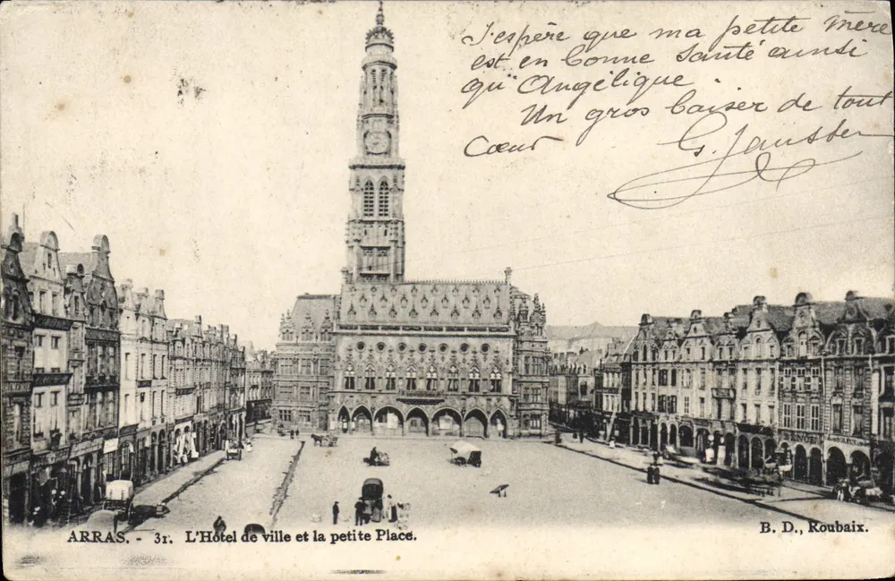 Arras - Das Rathaus und der kleine Platz — B.D., Roubaix, n°3r - Vorderseite