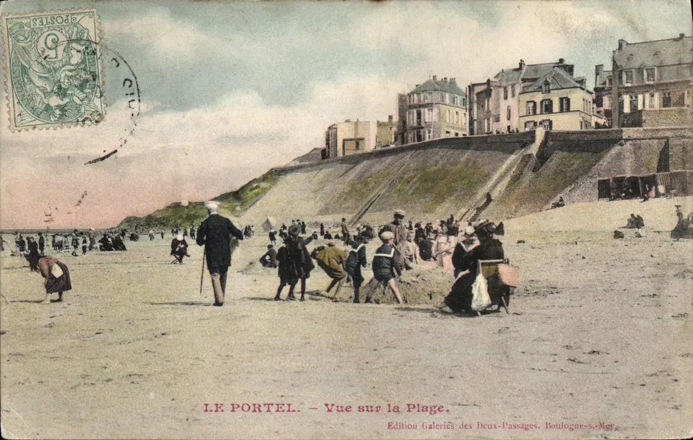 LE PORTEIL — Vista da Praia — Edição Galeries des Deux-Passages, Boulogne-s.-Mer - Frente