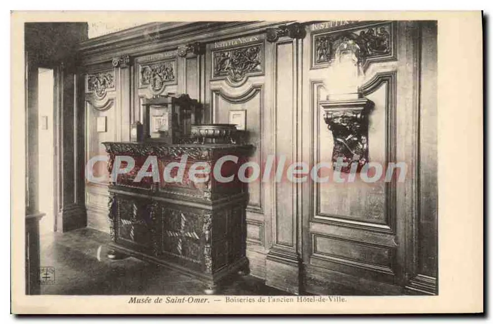Museum von Saint-Omer — Holzschnitzereien des ehemaligen Rathauses — Antike Ansichtskarte aus Sammlung - Vorderseite