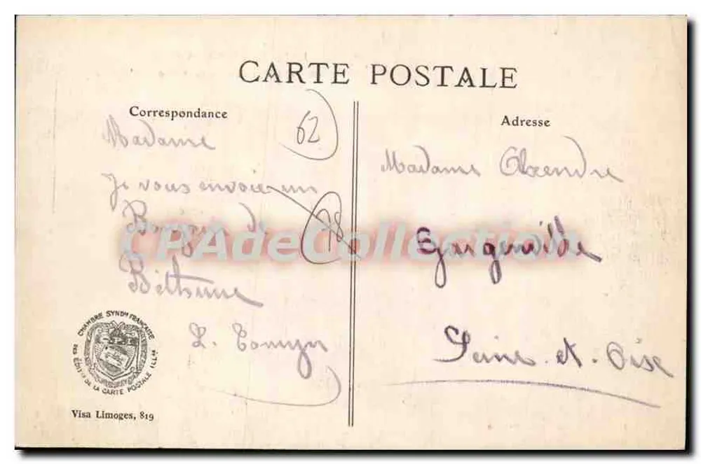 Vermelles — La Plaza y la Iglesia — H. David, edit., Bethune - Reverso