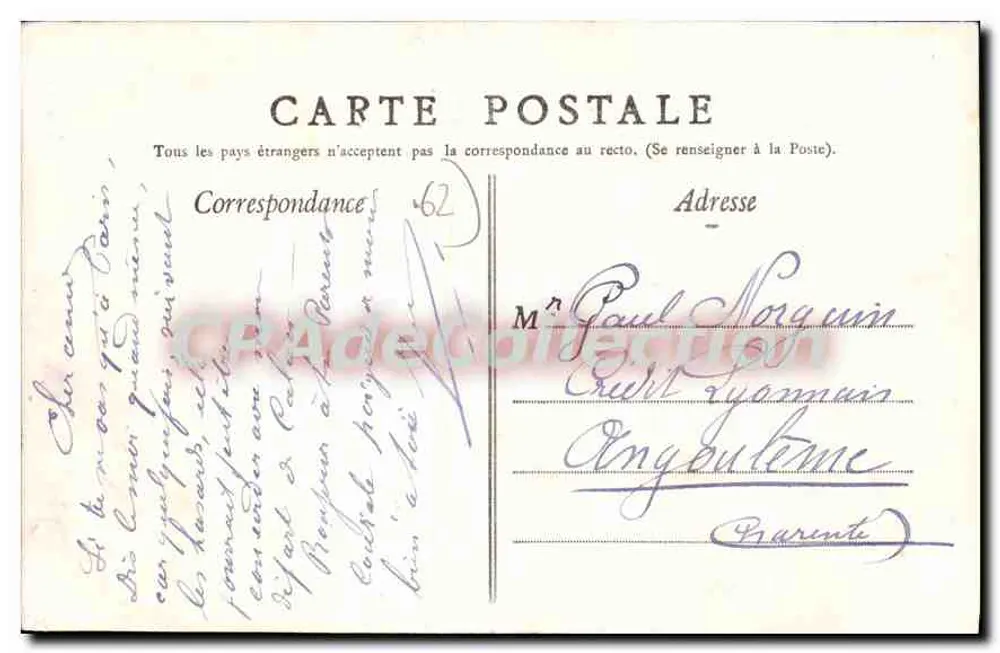 Calais — O Cais da Coluna — Edição Grand Bazar Lalayette - Verso