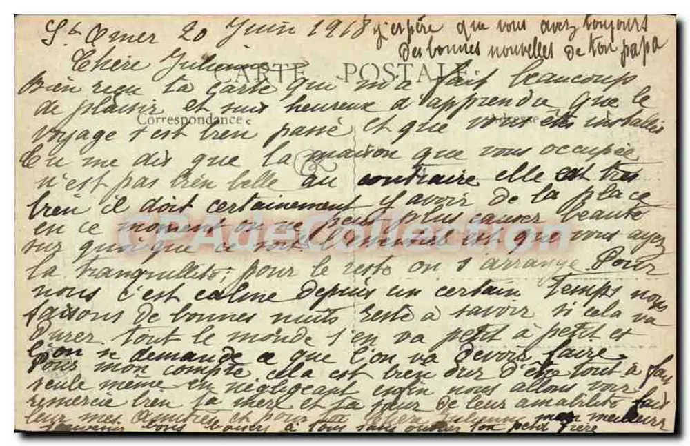 Saint-Omer (P.-de-C.) - Plac Lyzel — widok kanału i mostu — wydawca Cl. B. F. n°7 - Rewers