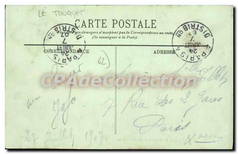 PARIS-PLAGE — O Cruzeiro do Pré Catelan — LL. — N° 119 - Verso