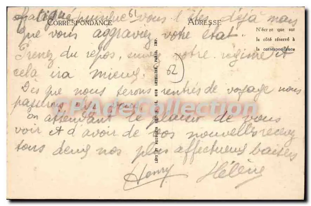 Calais — O Bassin do Paradis — Edição 'A la Grande Civette' n°1 - Verso