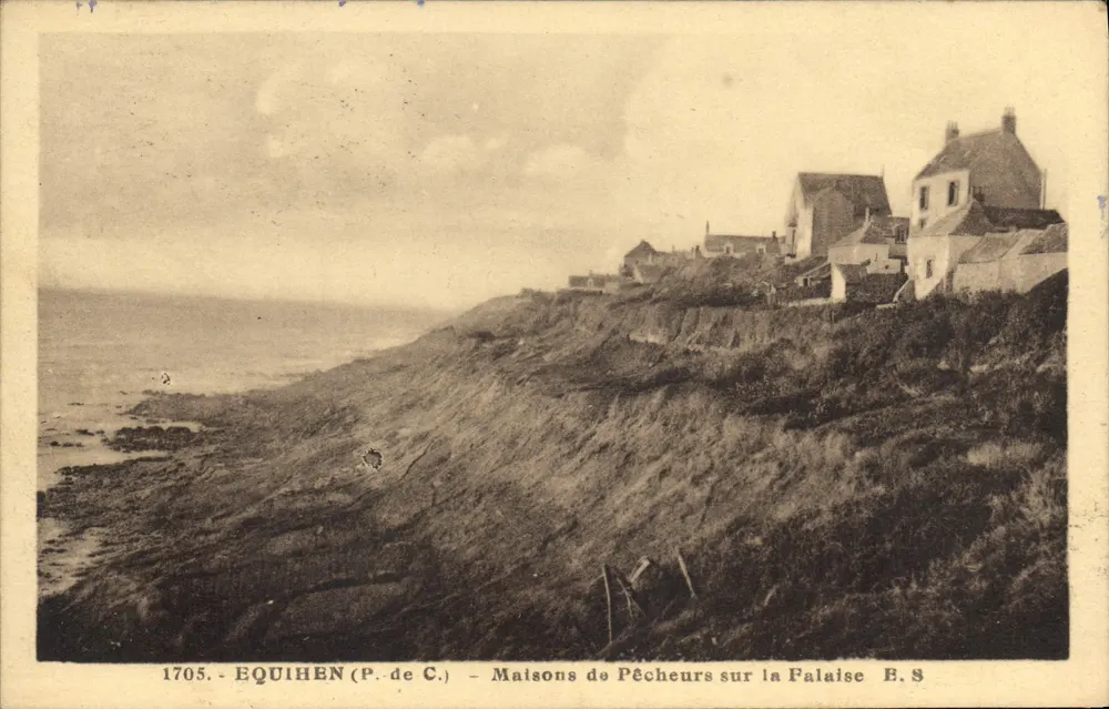 Equihen (P. de C.) — Fischerhäuser auf der Klippe — E.S. 1705 - Vorderseite