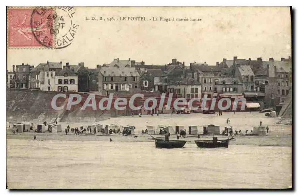 Le Portel — A Praia com maré alta — L.D.B. n° 546 - Frente