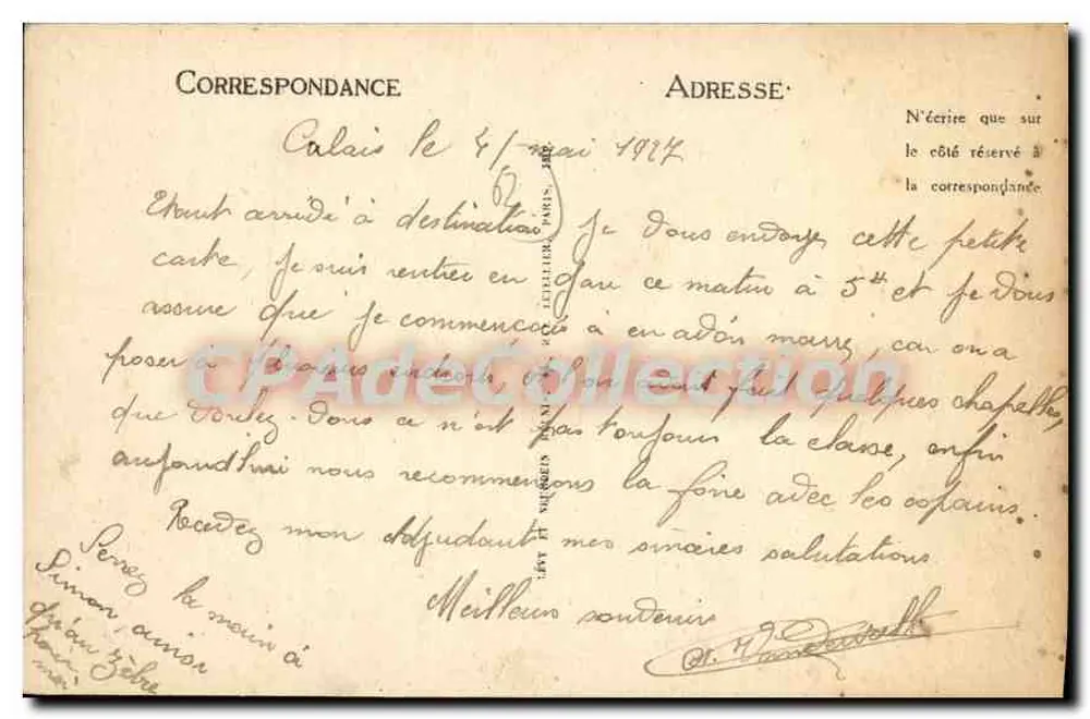Calais — A Estação Marítima — CPAdeCollection - Verso
