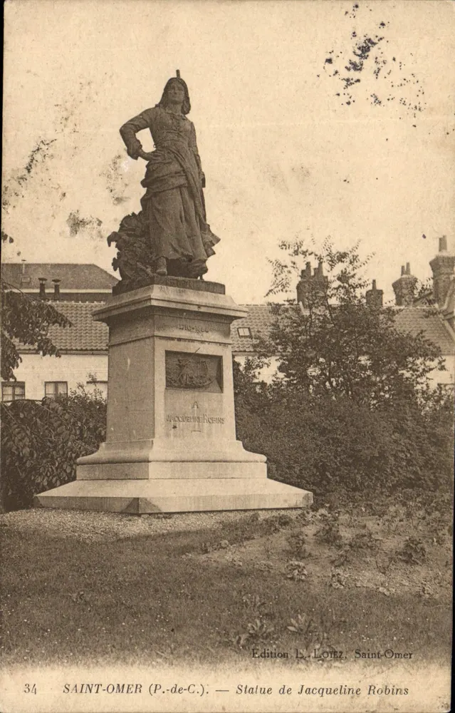 Saint-Omer (P.-de-C.) — Estátua de Jacquelene Robins — Edição L. LOTEZ, Saint-Omer - Frente