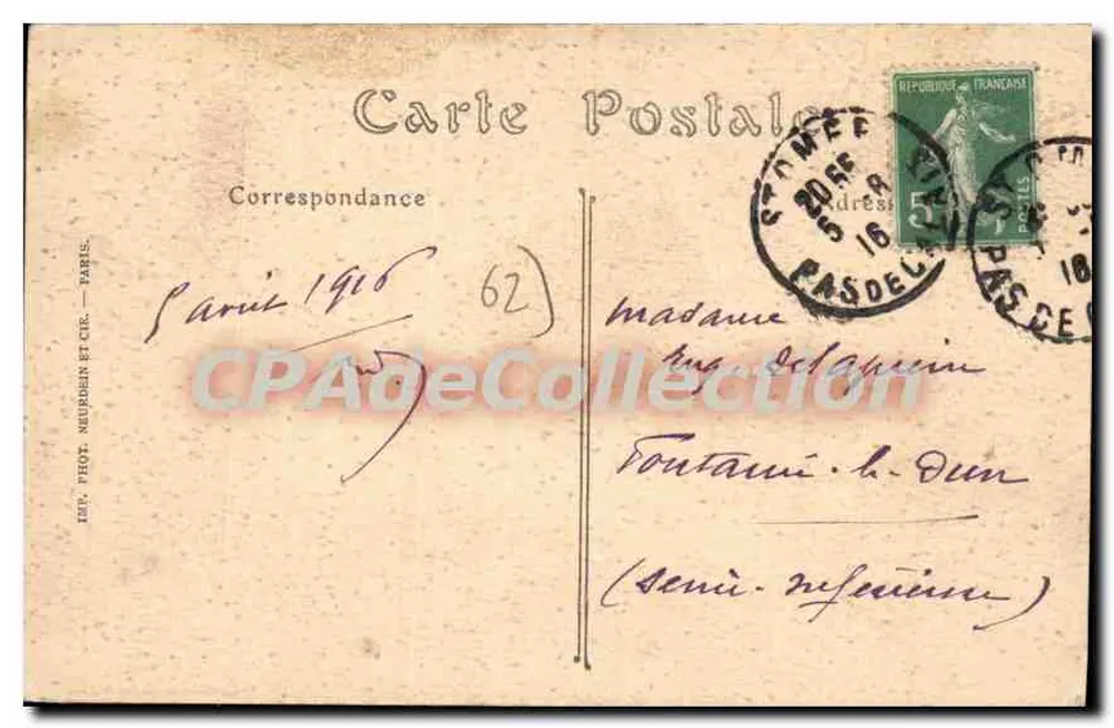 Saint-Omer (P.-de-C.) — Estátua de Jacquelene Robins — Edição L. LOTEZ, Saint-Omer - Verso