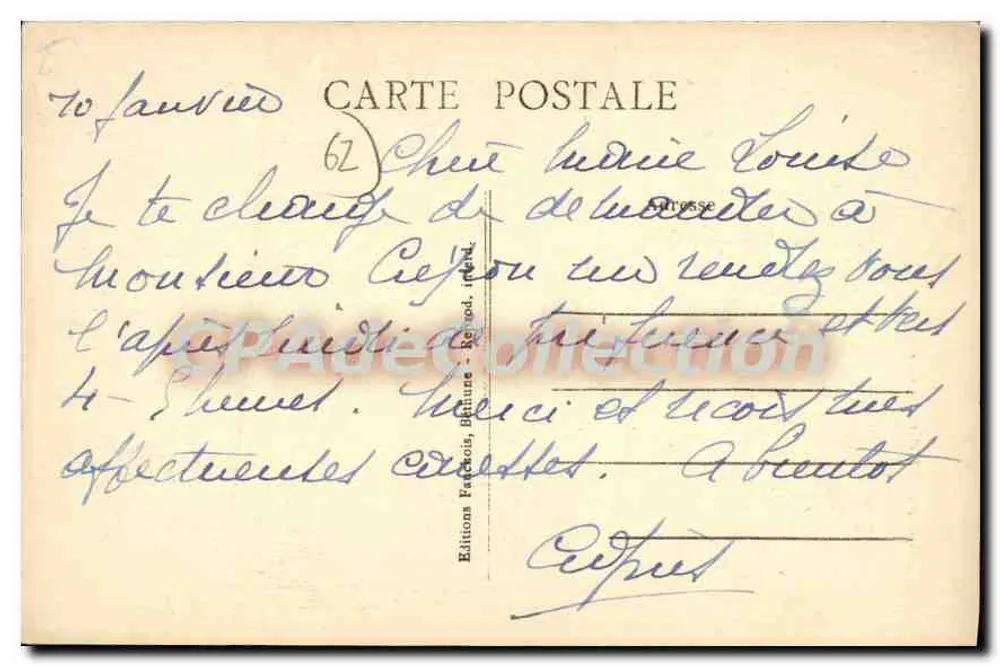 Béthune — Ratusz — Wydawnictwo Fauviet, Béthune - Rewers