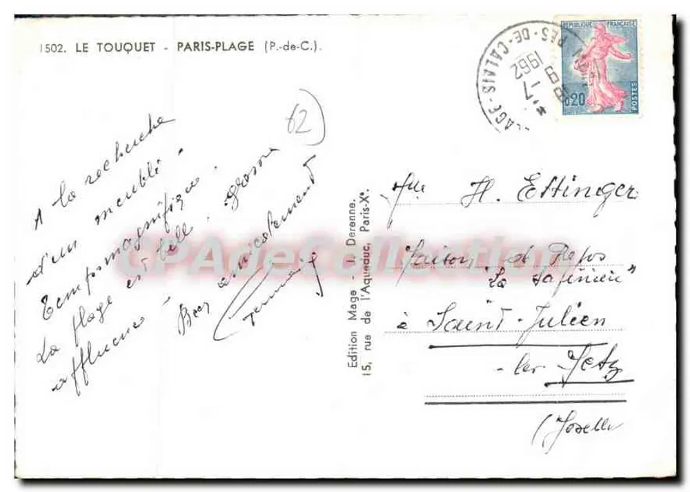 O TOUQUET PARIS-PLAGE — vista panorâmica e monumentos — Edição Mage, n°1502 - Verso