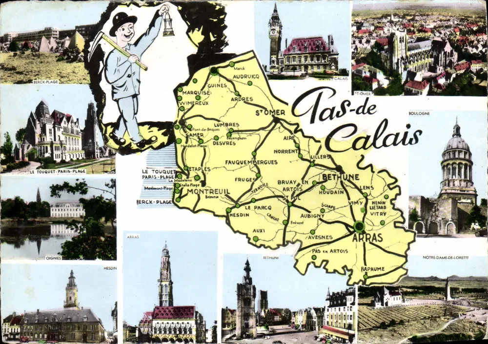Pas-de-Calais — Touristische Karte mit Karte und Fotos von Orten — unbekannter Verlag - Vorderseite
