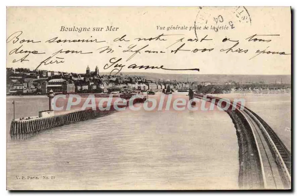 Boulogne-sur-Mer — Allgemeine Ansicht vom Pier — V.B. Paris, Nr. 21 - Vorderseite