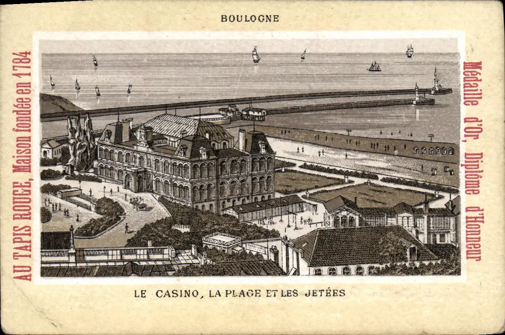 Boulogne — Das Casino, die Place und die Jetées — Au Tapis Rouge - Vorderseite
