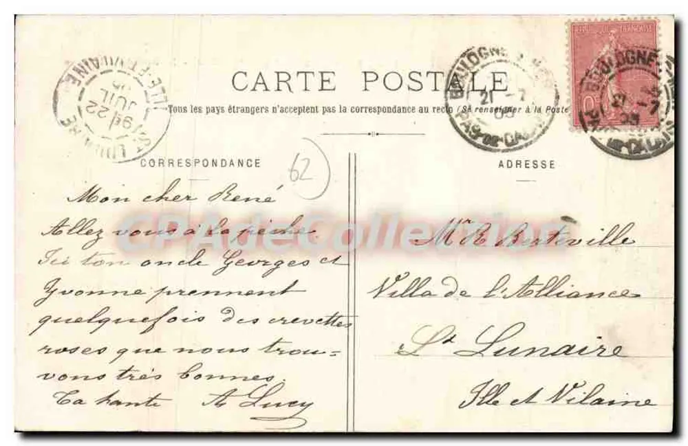 Boulogne-sur-Mer — Ansicht der Abfahrt zum Strand — L. D., B., 121 - Rückseite