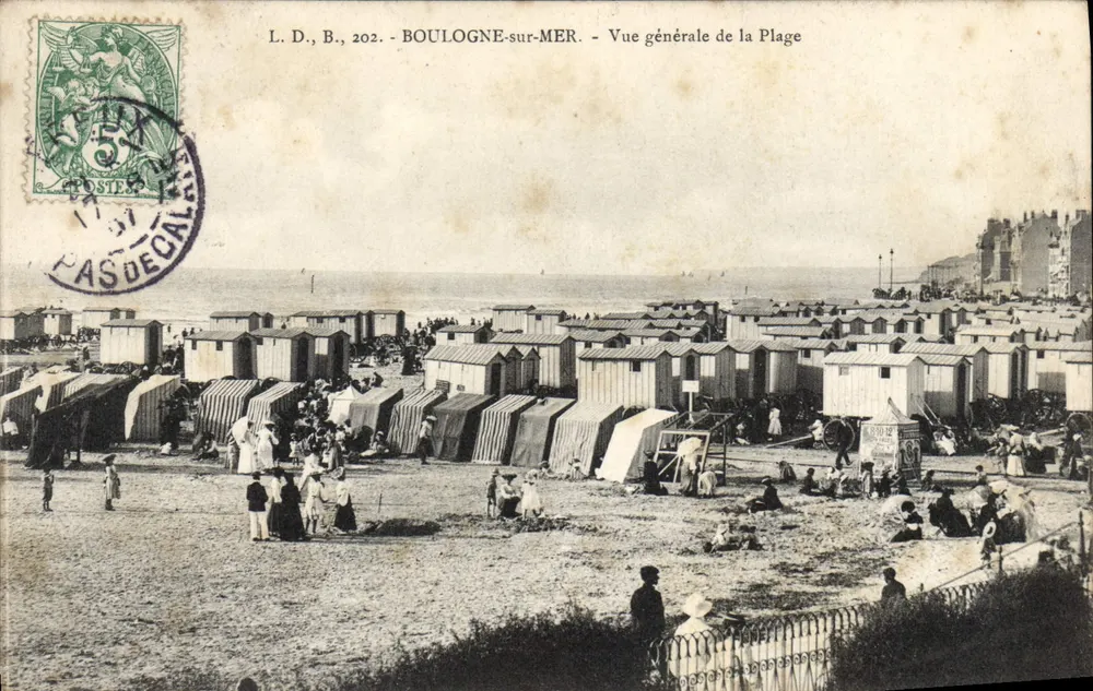 BOULOGNE-sur-MER — Allgemeiner Blick auf den Strand — L.D., B., 202 - Vorderseite