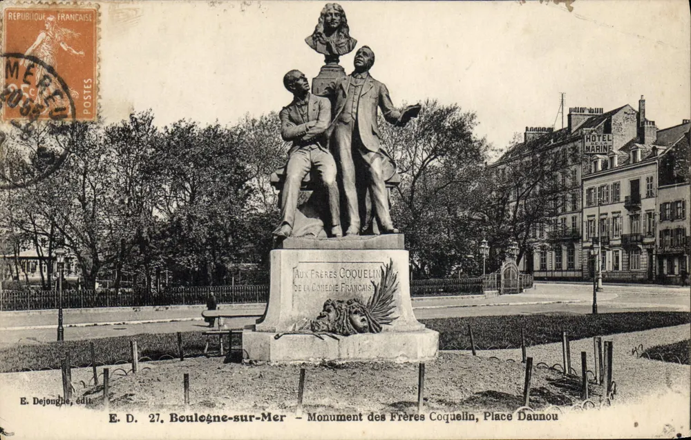 Boulogne-sur-Mer — Denkmal für die Brüder Coquelin, Place Daunou — E. Dejonghe, Verlag E.D. 27 - Vorderseite