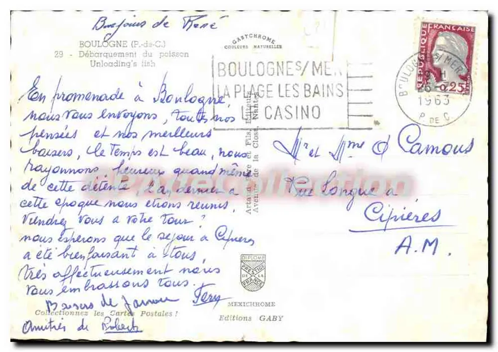Desembarque de peixe em Boulogne-sur-Mer — Gaby, Edições Gaby - Verso