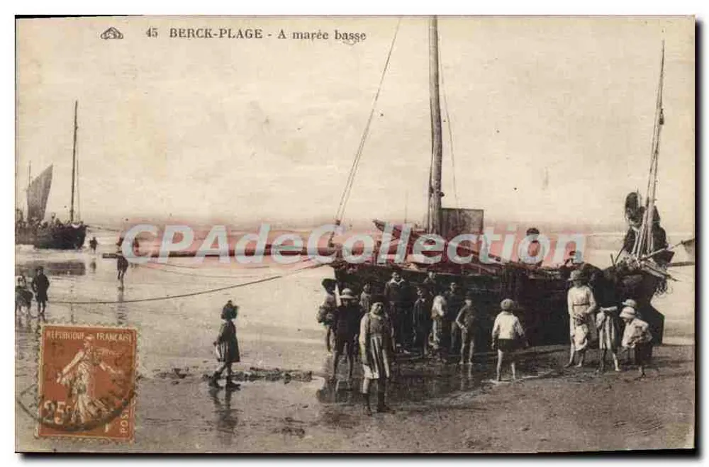 Berck-Plage - A maré baixa — editor anônimo, n° 45 - Frente