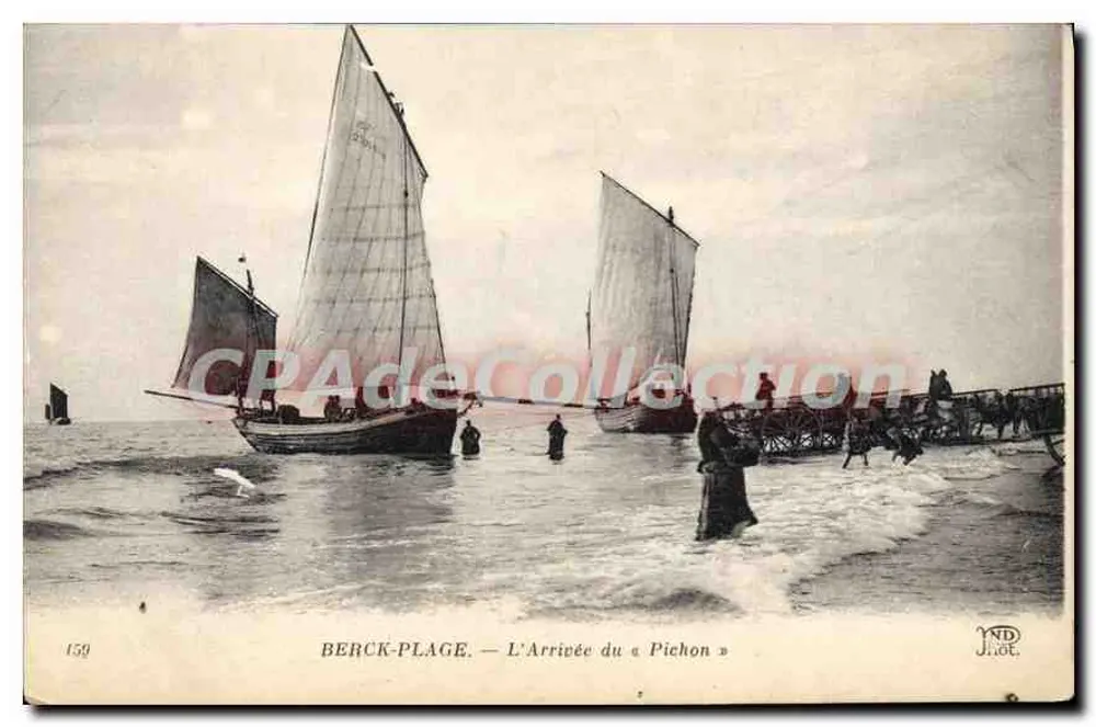 Berck-Plage — A Chegada do « Piehon » — J.N.D. n°159 - Frente