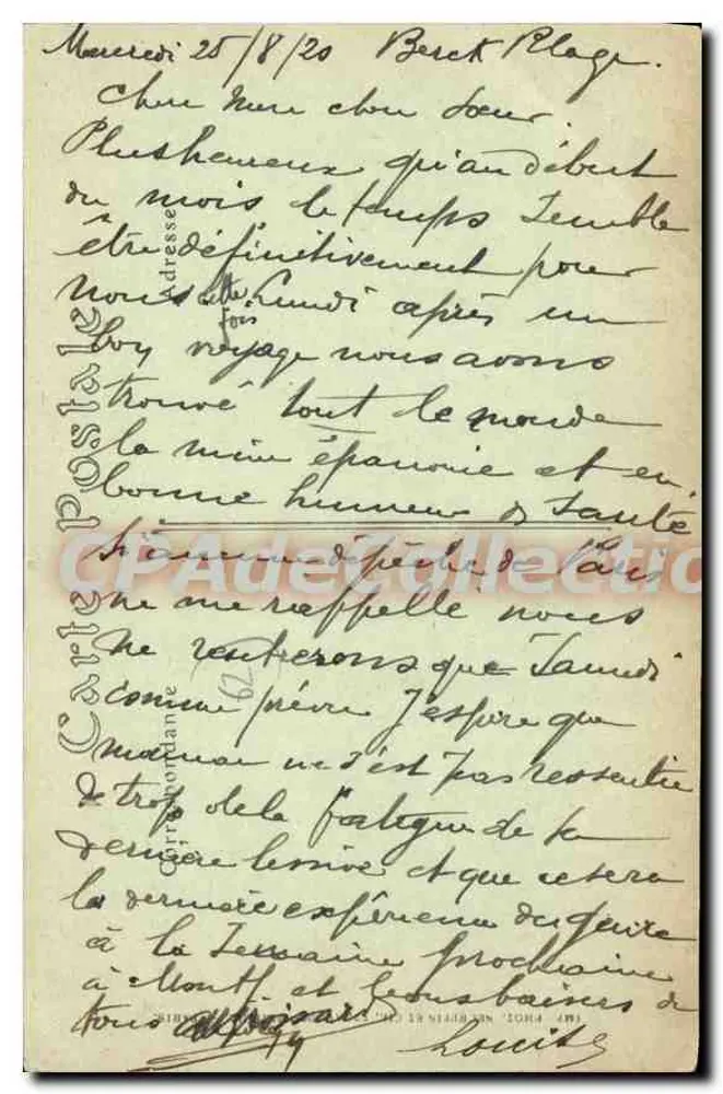 Berck-Plage — A Chegada do « Piehon » — J.N.D. n°159 - Verso