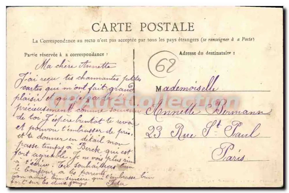 Berck-Plage, rue des Lyons — Villa des Doktors Calot — Haus Ch. Brasson & A. Jeanne-d'Arc — Verlag nicht identifiziert, Seriennummer 33 - Rückseite