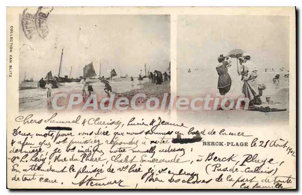 Berck-Plage — praia e banhistas — Coleção Van Blitz - Frente