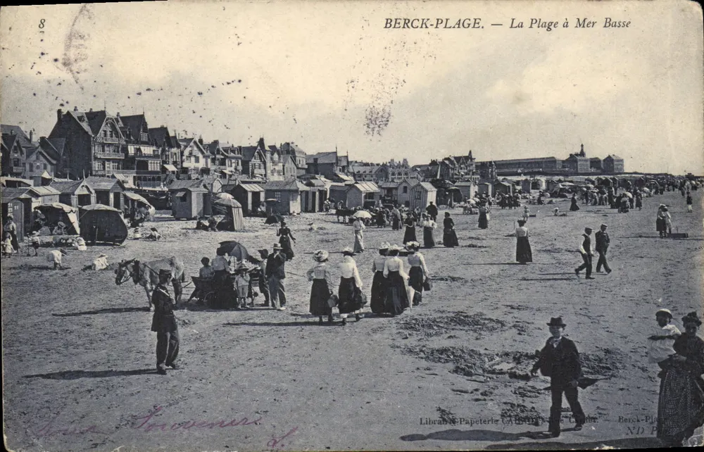 Berck-Plage — A Praia com Mar Baixo — Librairie Papeterie CAIBERG, Berck-Plage - Frente