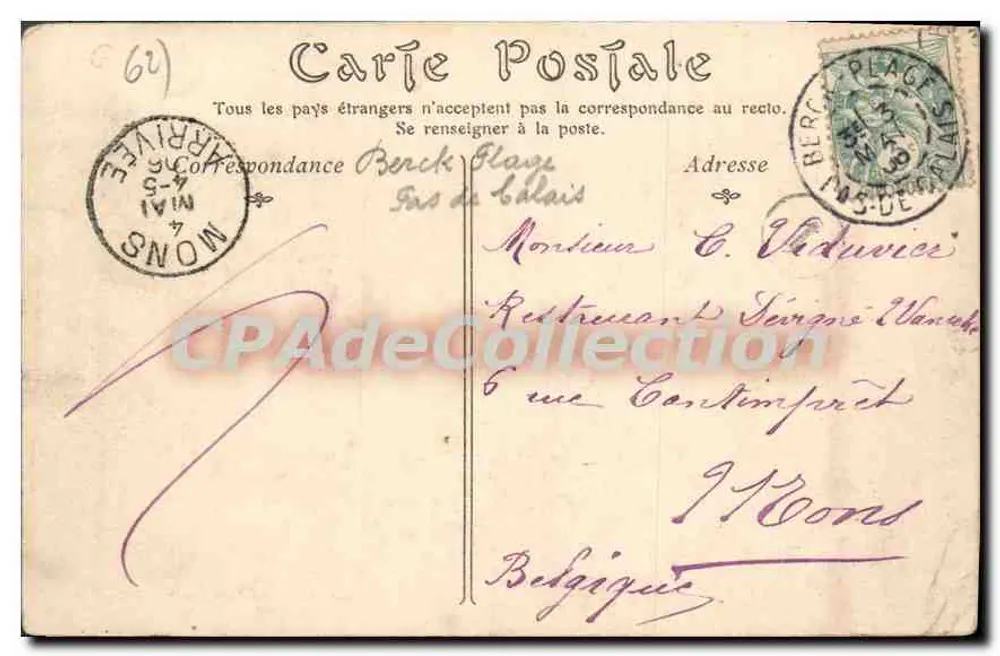 Berck-Plage — A Praia com Mar Baixo — Librairie Papeterie CAIBERG, Berck-Plage - Verso
