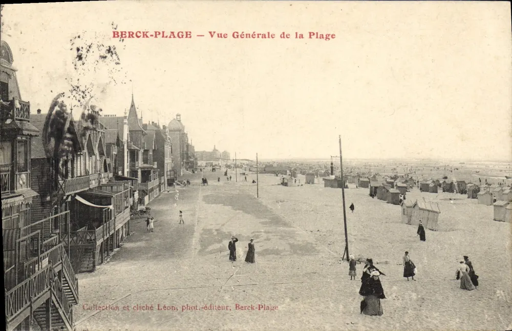 Berck-Plage — Vista Geral da Praia — Coleção e cliché Léon, fot.-editora, Berck-Plage - Frente