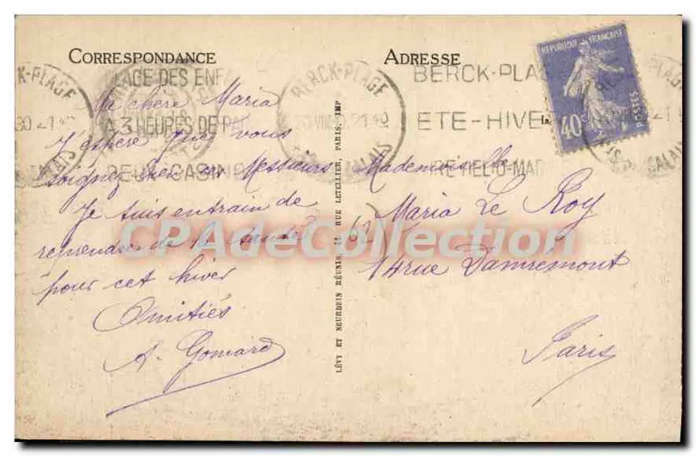Berck-Plage — Conjunto da Praia — LL - Verso