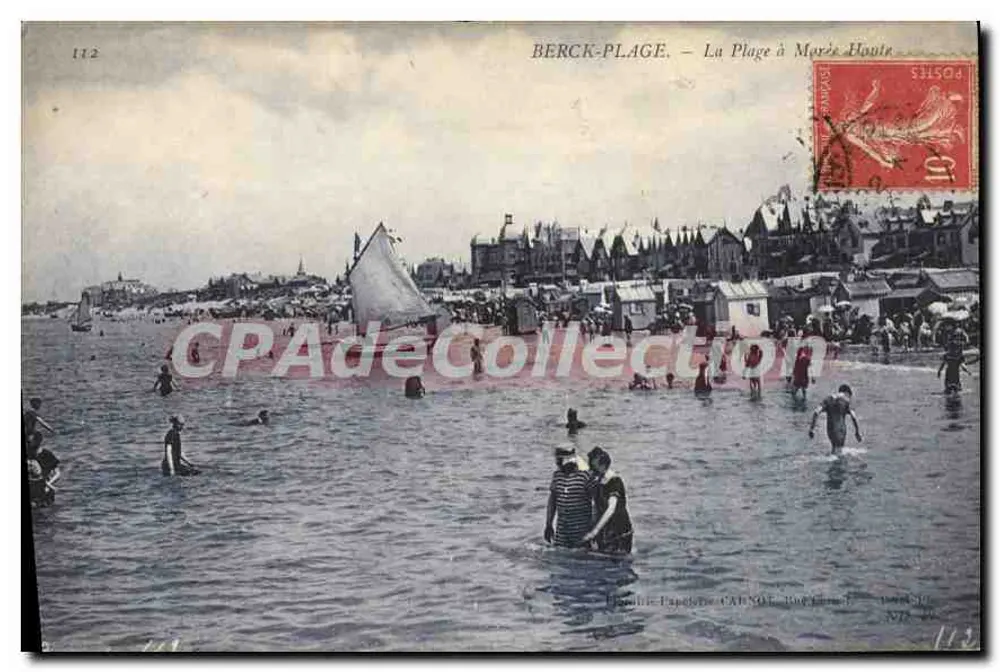 Berck-Plage — A Praia com Maré Alta — Editor: Calenge, n° 172 - Frente