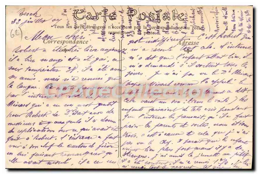 Berck-Plage — A Praia com Maré Alta — Editor: Calenge, n° 172 - Verso