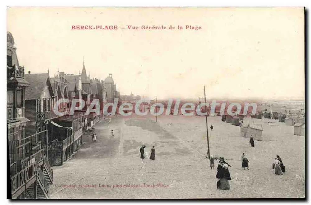 Berck-Plage — Vista Geral da Praia — Coleção e clichê Léon, fotógrafo-editor, Berck-Plage - Frente