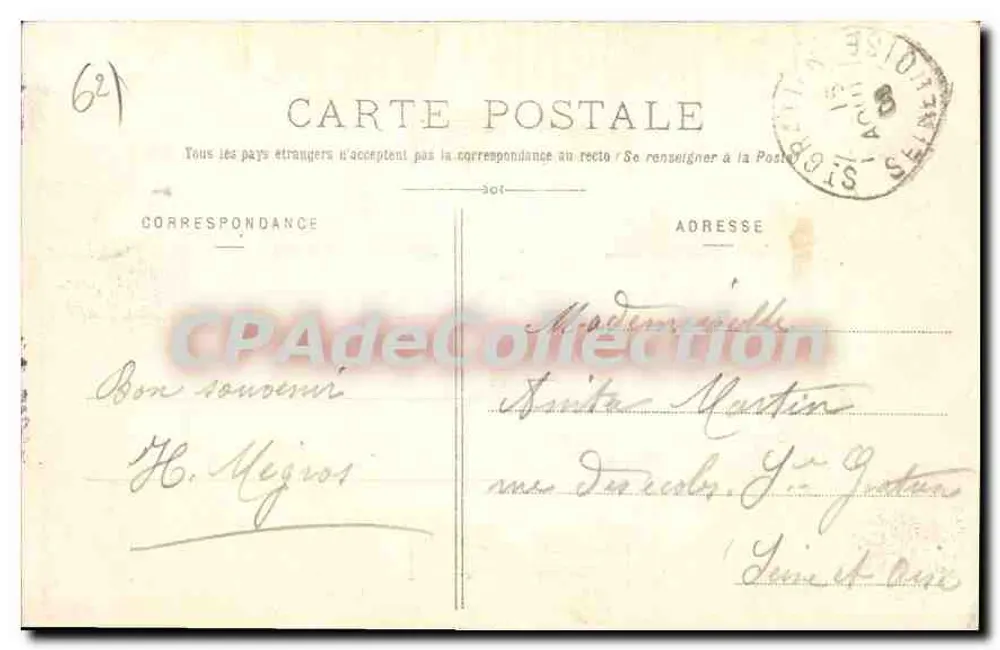 Berck-Plage - O Kursaal — Bilhete postal antigo n°34, editor desconhecido - Verso