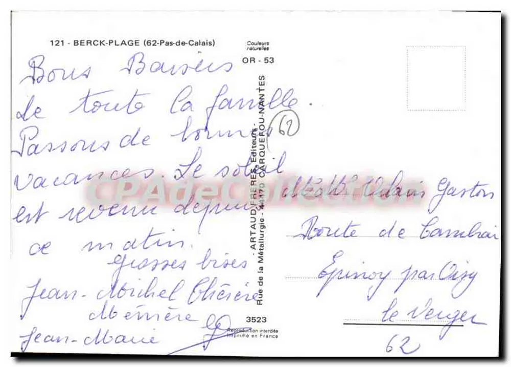 Berck-Plage — A piscina — Art Audifères Editora - Verso