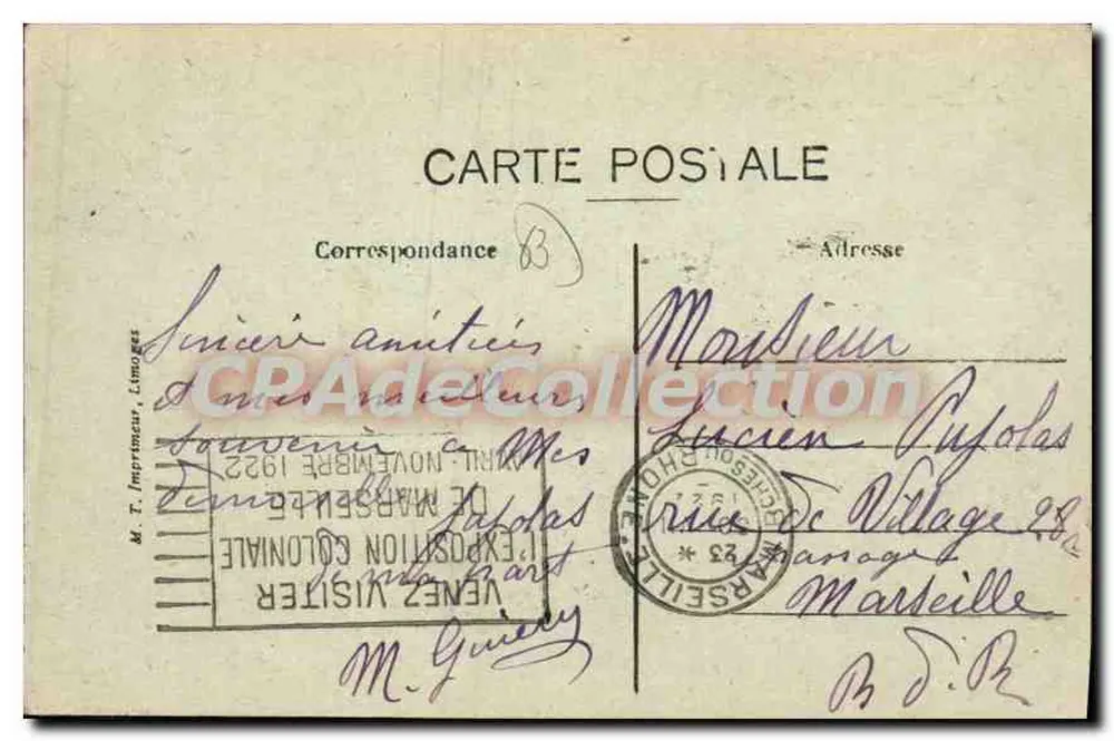 La Bourboule — Die Ufer der Dordogne — M.T. Drucker, Limoges - Rückseite