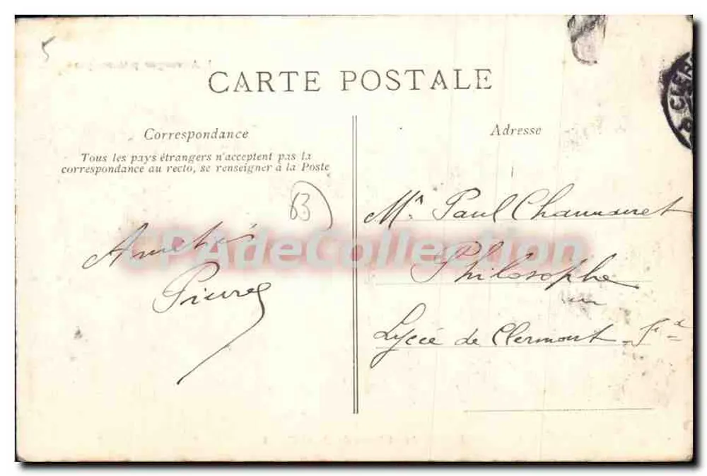 Ruínas do castelo de Saint-Floret — A Auvergne pitoresca — editor não identificado - Verso
