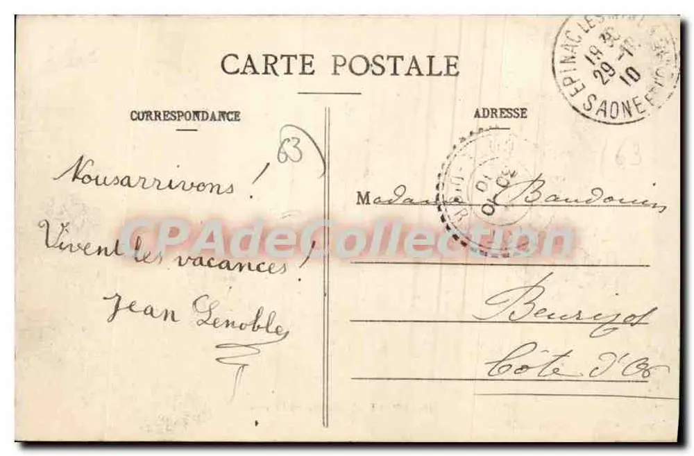 Royat - A Gruta das Lavadeiras — editor Bougé, rua de l'Écu, Clermont-Ferrand, n°150 - Verso